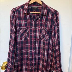 Banana Republic Navy and Red Checkered Fannel Size XS